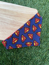 Load image into Gallery viewer, Superman Print- Pet Bandanas & Matching Scrunchies