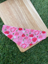 Load image into Gallery viewer, Pink strawberries pet bandana