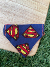 Load image into Gallery viewer, Superman Print- Pet Bandanas & Matching Scrunchies