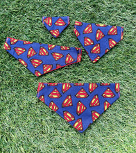 Load image into Gallery viewer, Superman Print- Pet Bandanas & Matching Scrunchies