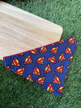 Load image into Gallery viewer, Superman Print- Pet Bandanas & Matching Scrunchies