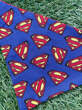 Load image into Gallery viewer, Superman Print- Pet Bandanas & Matching Scrunchies