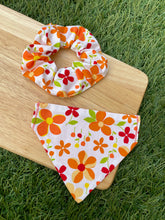 Load image into Gallery viewer, Blooming Lovely Bright Orange Flower - Pet Bandana & Matching Scrunchie