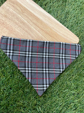 Load image into Gallery viewer, Furberry grey tartan pet bandana