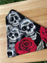 Load image into Gallery viewer, Skull and Rose Pet Bandana