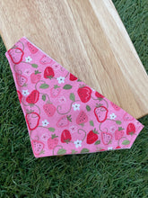 Load image into Gallery viewer, Pink strawberries pet bandana
