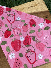 Load image into Gallery viewer, Pink strawberries pet bandana