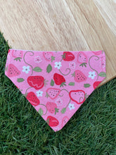 Load image into Gallery viewer, Pink strawberries pet bandana