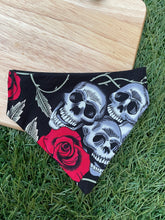 Load image into Gallery viewer, Skull and Rose Pet Bandana
