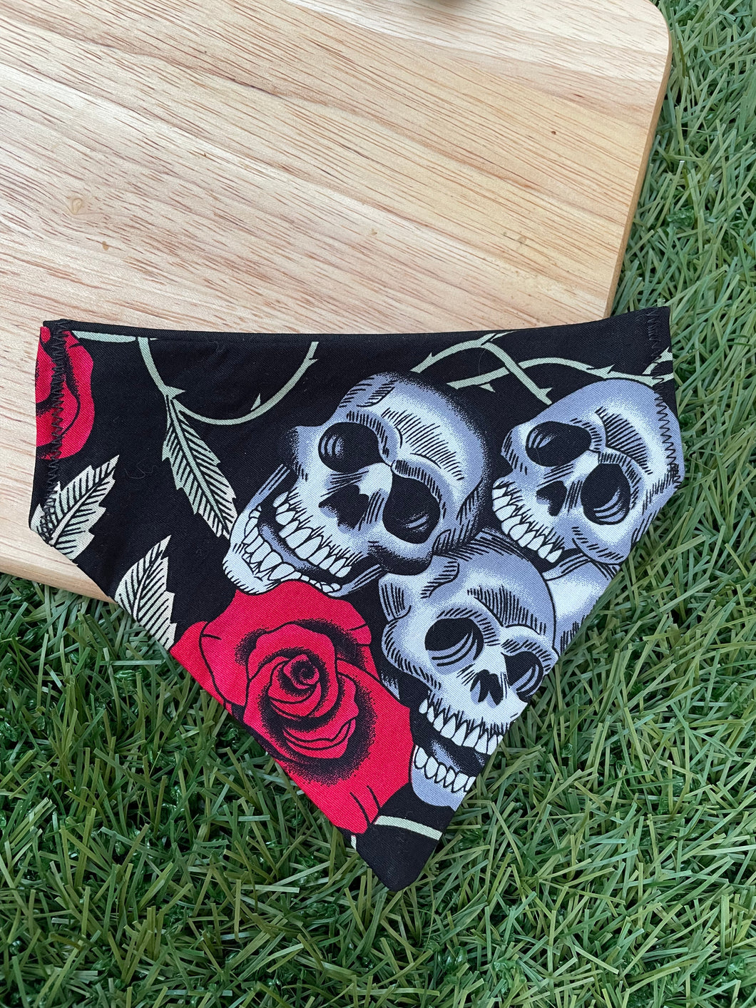 Skull and Rose Pet Bandana