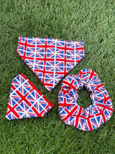 Load image into Gallery viewer, Union Jack Pet Bandana and scrunchie
