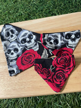 Load image into Gallery viewer, Skull and Rose Pet Bandana
