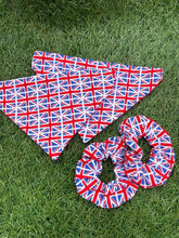 Load image into Gallery viewer, Union Jack Pet Bandana and scrunchie
