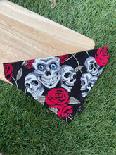 Load image into Gallery viewer, Skull and Rose Pet Bandana
